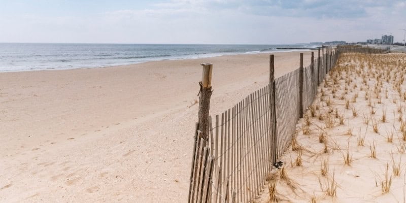 Quiet shoreline and dunes at Point Pleasant Beach along the Jersey Shore